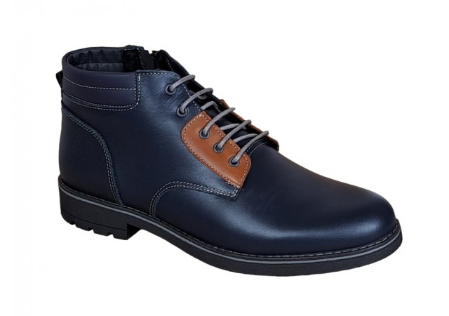 Ghete barbati casual, din piele naturala, cu siret, imblanite, bleumarin, GKR Imperium - GKR65BL